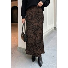 inStyle Zebra Desenli Acı Kahve Saten Etek