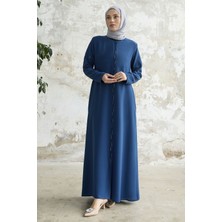 inStyle Sıralı Taş Nakışlı Indigo Ferace