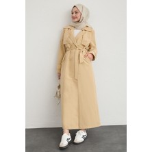 inStyle Çift Kapaklı Kuşaklı Bej Trençkot