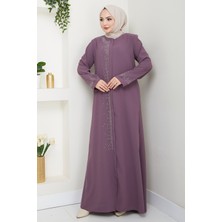 inStyle Sağ Kısmı Taş Işlemeli Gül Kurusu Ferace