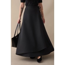 inStyle Yandan Bağlamalı Siyah Scuba Etek