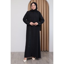 inStyle Pul Desenli Düz Siyah Ferace