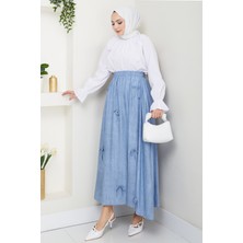 inStyle Fiyonk Detay Beli Lastikli Bebe Mavisi Etek