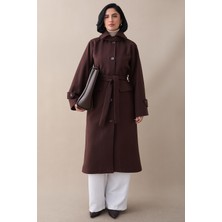 inStyle Yakası Apoletli Kapak Cep Acı Kahve Kaşe Kaban