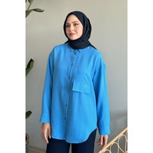 inStyle Tek Cepli Mavi Salaş Gömlek