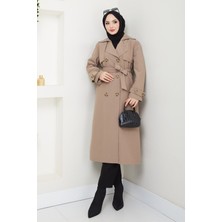 inStyle Taşlı Toka Detaylı Astarlı Bej Trençkot