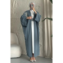 inStyle Yakası Taşlı Yarasa Kol Elbiseli Abaya Mint