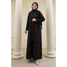 inStyle Incili Parça Detay Siyah Abaya