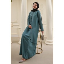 inStyle Nakışlı Kapak Detay Mint Yeşili Ferace