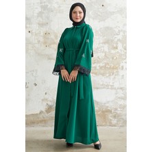 inStyle Tül Detay Pullu Zümrüt Yeşili Ferace