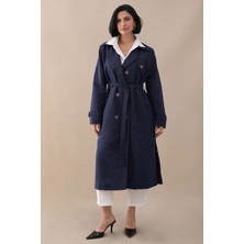 inStyle Çapraz Cep Detaylı Lacivert Trençkot