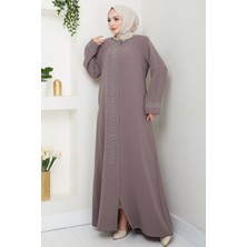 inStyle Sağ Kısmı Taş Işlemeli Sütlü Kahve Ferace