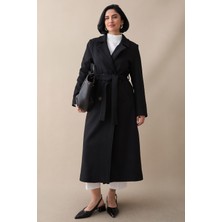 inStyle Astarlı Kaşe Kruvaze Siyah Kaban