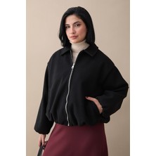 inStyle Kısa Kaşe Bomber Siyah Ceket
