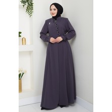 inStyle Petek Taşlı Broş Detay Antrasit Ferace