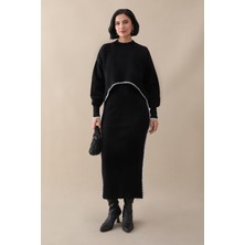 inStyle Boydan Biyeli Ikili Siyah Triko Takım