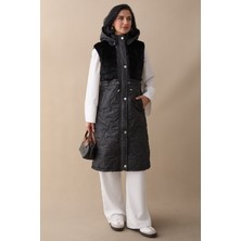 inStyle Önü Peluş Detay Siyah Şişme Yelek