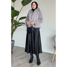 inStyle Astarlı Kısa Gri Kürk