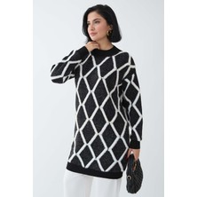 inStyle Şeritli Inci Detay Siyah Triko Kazak