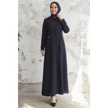 inStyle Elena Beli Detay Kapüşonlu Lacivert Ferace