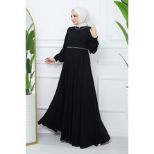 inStyle Nakışlı Mevlana Kumaş Siyah Ferace