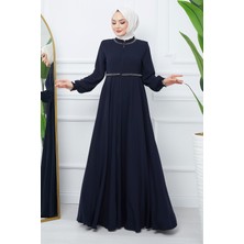 inStyle Kadın Nakışlı Ferace Lacivert Renk Mevlana Kumaş ile Şıklığı Yakalayın