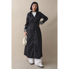 inStyle Çizgi Desen Trençkot - Siyah