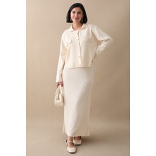 inStyle Ceketli Elbiseli Bej Triko Takım