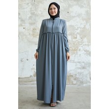 inStyle Arkadan Püskül Detay Büzgü Gri Ferace