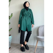 inStyle Kuşaklı Kol Detay Yeşil Scuba Kap