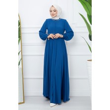 inStyle Nakışlı Mevlana Kumaş Indigo Ferace