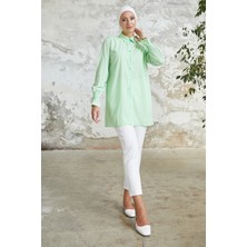 inStyle Reya Kolu Büzgü Gömlek - Su Yeşili