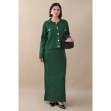 inStyle Ceketli Elbiseli Zümrüt Triko Takım