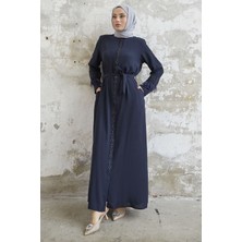 inStyle Kol Ucu Tüy Detay Taşlı Lacivert Ferace