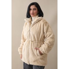 inStyle Tünel Bağcıklı Içi Astarlı Peluş Mont - Bej