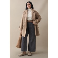 inStyle Kolu Apolet Detay Kaşe Kaban - Kahverengi