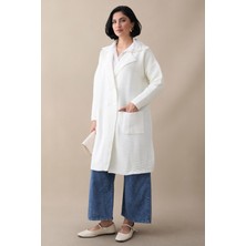 inStyle Gofre Desen Düğmeli Beyaz Triko Ceket