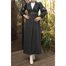 inStyle Boncuk Işlemeli Kemerli Antrasit Kap