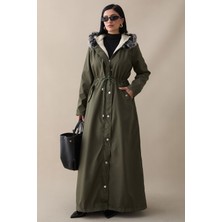 inStyle Kürklü Içi Polar Uzun 2002 Kaban - Haki