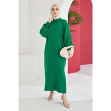 inStyle Mina Balon Kol Triko Elbise - Açık Yeşil