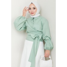 inStyle Poplin Bağlamalı Gömlek Mint Yeşili