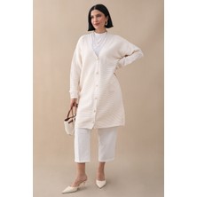 inStyle Basic Fitilli Beyaz Triko Hırka