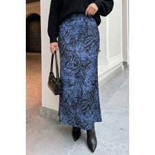 inStyle Zebra Desenli Mavi Saten Etek