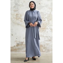 inStyle Tül Detay Pullu Gri Ferace