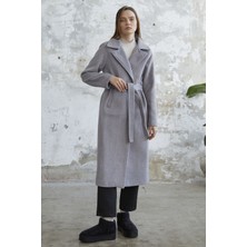 inStyle Kaşe Kuşaklı Astarlı Kaban - Gri