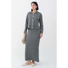 inStyle Ceketli Elbiseli Gri Triko Takım