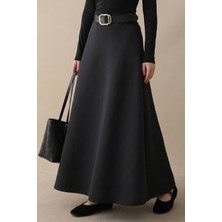 inStyle Kloş Beli Lastikli Scuba Siyah Etek