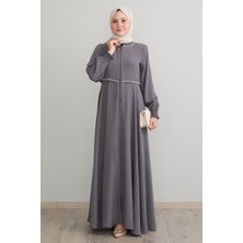 inStyle Nakışlı Mevlana Kumaş Antrasit Ferace