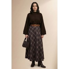 inStyle Geniş Kol Kısa Acı Kahve Crop Triko Kazak