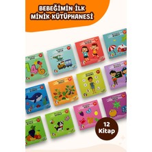 Mert Bebek Bebeğimin İlk Minik Kütüphanesi Eğitici Bebek Kitap Seti 12’li Türkçe İngilizce İlk Kelimeler 1+Yaş